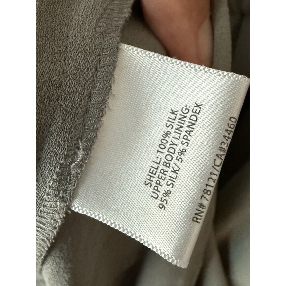 EILEEN FISHER Smoke Gray Silk Crepe Charmeuse Layered Double V Dress M - Picture 7 of 7